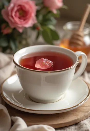 Rosehip tea served in a glass