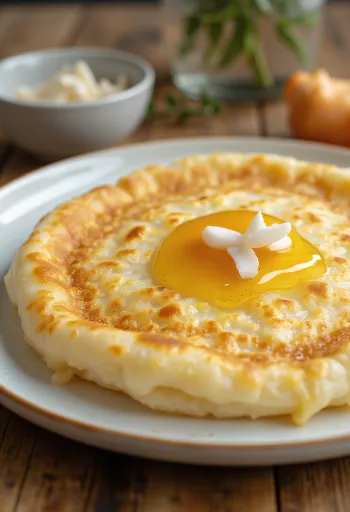 Honey Appam with honey, served with fresh banana and coconut milk flavouring