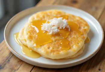 Honey Appam with honey, served with fresh banana and coconut milk flavouring