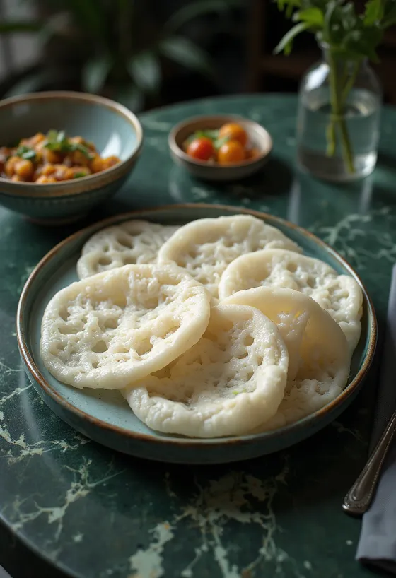 Kallappam, a coconut Indian pancake freshly baked
