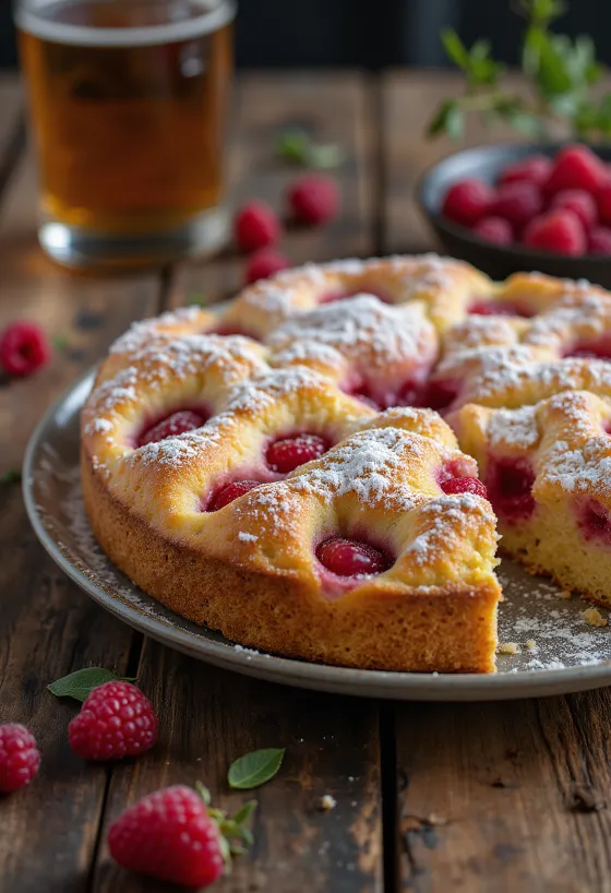 Raspberry Cake served