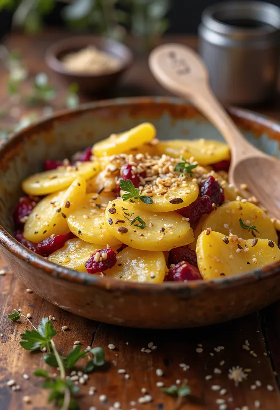 Vegan Potato Gratin with Beetroot