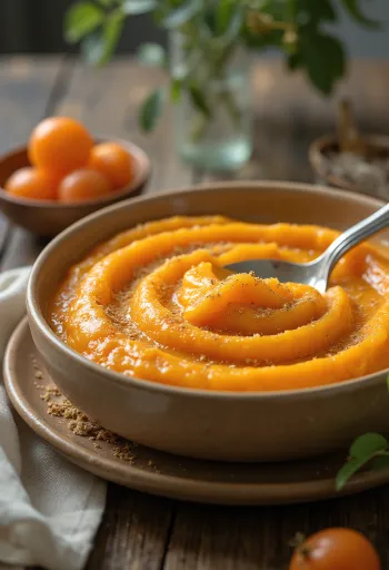 Creamy sweet potato mash garnished with butter and parsley
