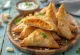 Sweet potato and garlic samosa served