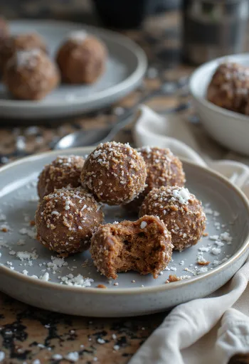 Coconut balls in a bowl, rolled in desiccated coconut
