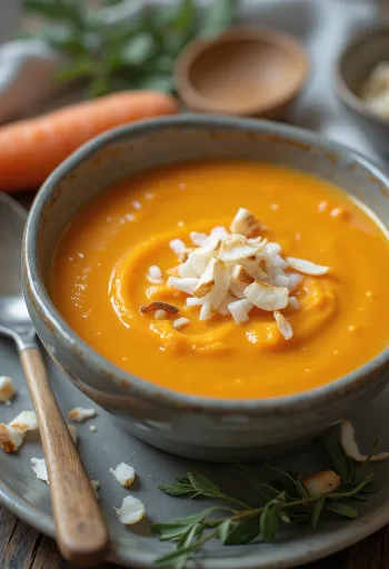 Coconut and honey carrot soup served