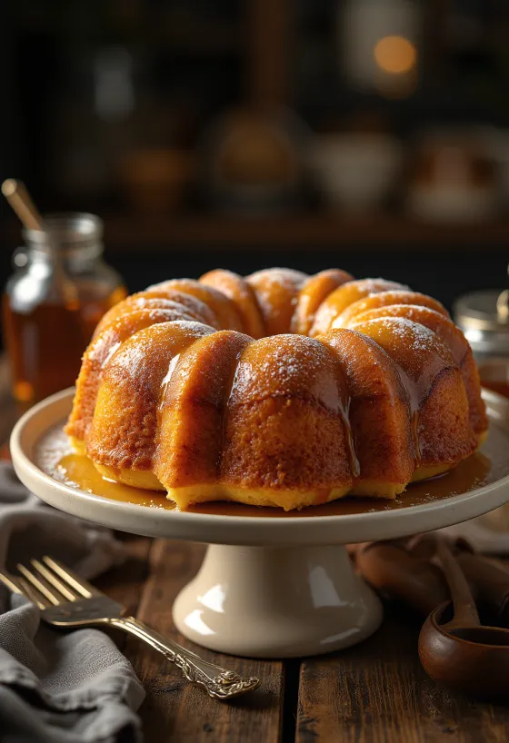 Honey Bundt Cake served