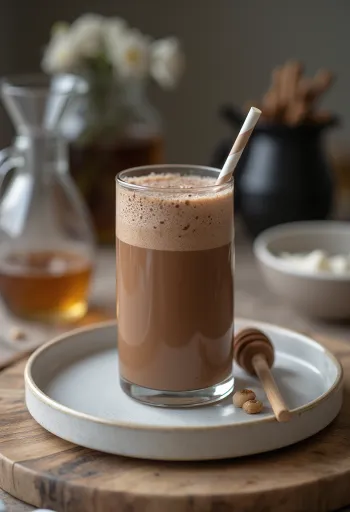 Chocolate milkshake served in a glass