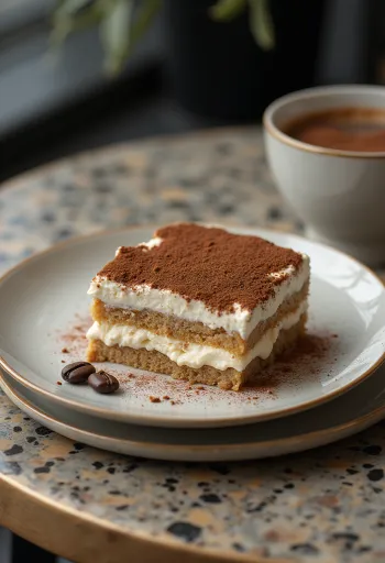Sugar-free tiramisu cake in elegant serving