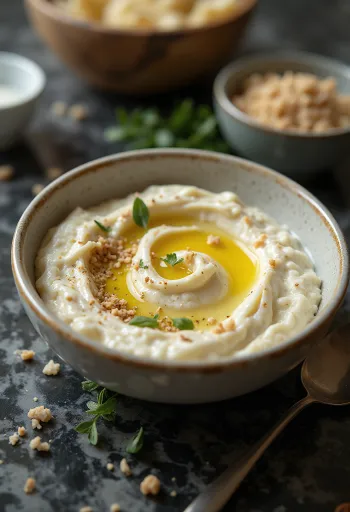 Aubergine dip with tahini served
