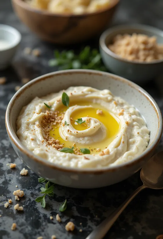 Aubergine dip with tahini served