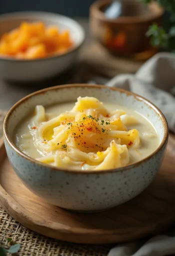 Creamy marrow stew with dill and sour cream, served with a fresh crusty roll.
