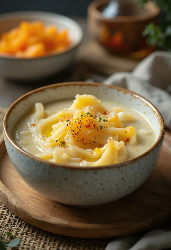 Creamy marrow stew with dill and sour cream, served with a fresh crusty roll.