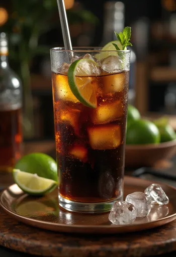 Cuba Libre cocktail freshly served