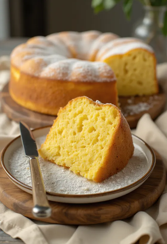 Simple butter cake in simple serving