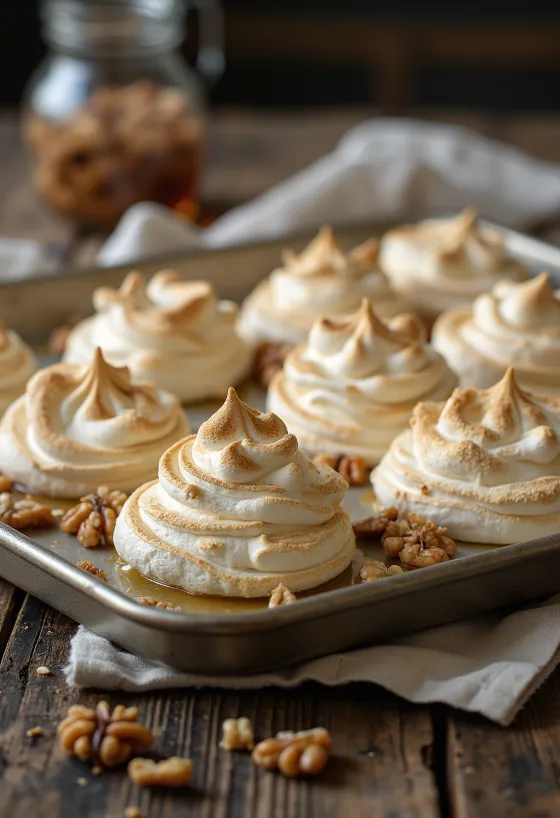 Honey Walnut Meringue served