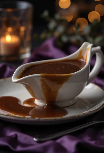 Dark beer gravy served with roasted meats