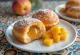 Peach Doughnut served with icing sugar