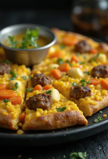 Uzbek style rice pizza