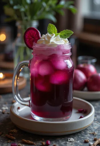Beetroot-apple cider served in a glass