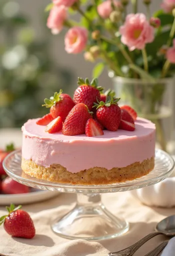 Strawberry mousse cake with fruit