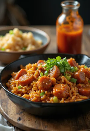 Jambalaya with beef, peppers and rice