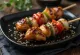 Kushiyaki yakitori mixed skewer with vegetables and meat, grilled