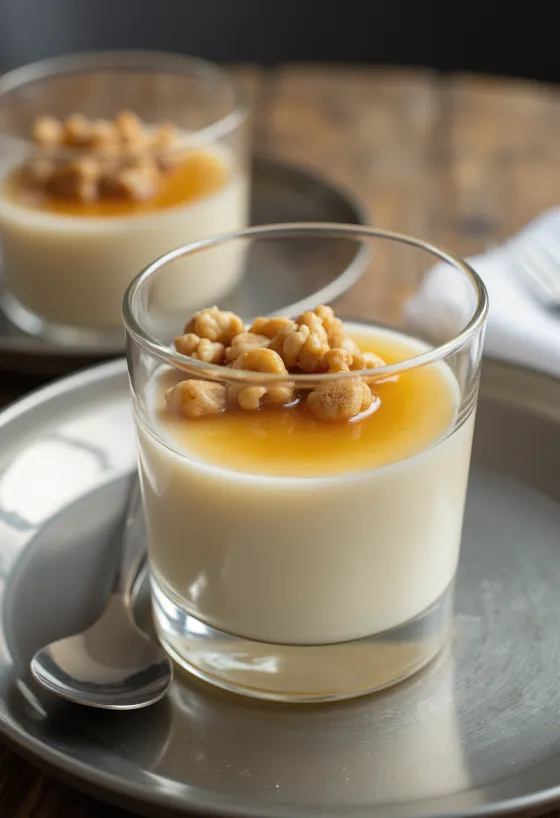 Honey Walnut Panna Cotta served