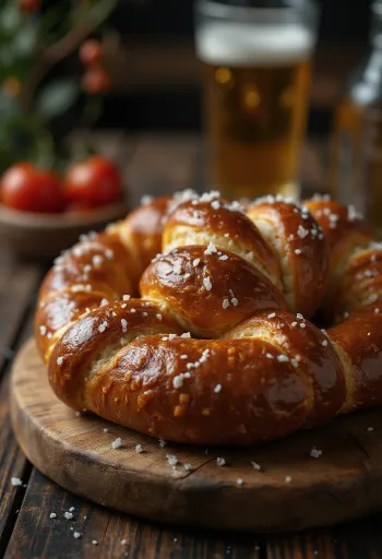 Fresh, homemade classic pretzel, crispy and golden brown