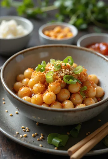 Kongnamul Muchim, Korean soybean sprout salad with sesame seeds and coriander