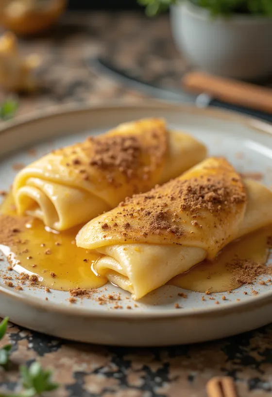 Honey Cinnamon Crêpes served