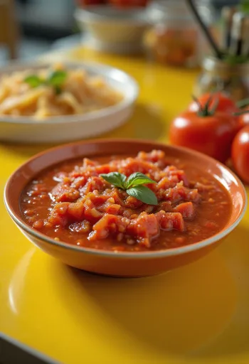 Arrabbiata sauce served with pasta