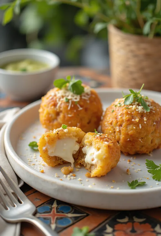 Acarajé with cheese, crisp Brazilian food with cream cheese