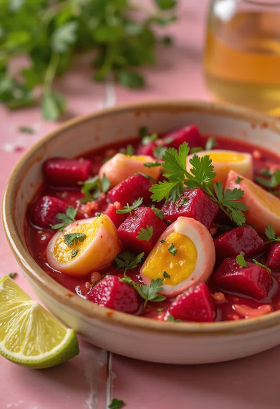 Beetroot aubergine curry with lime