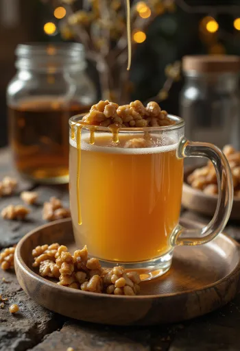 Toffee nut cider served in a glass