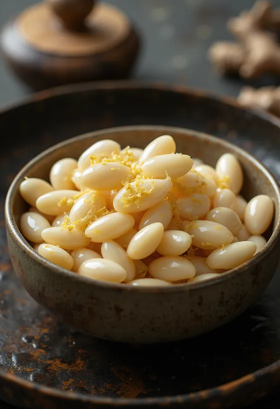 Sweet and sour lotus seeds served