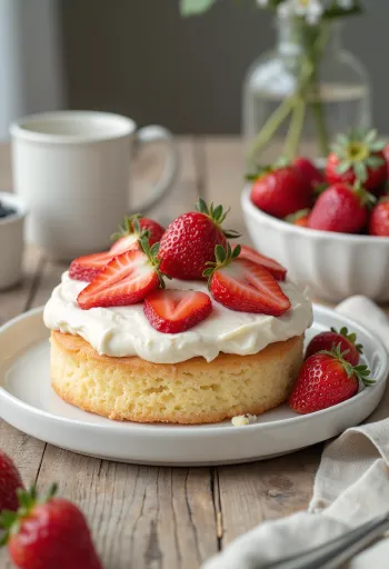 Strawberry mascarpone cake in elegant serving