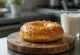 Freshly baked candied orange peel and rum bagel