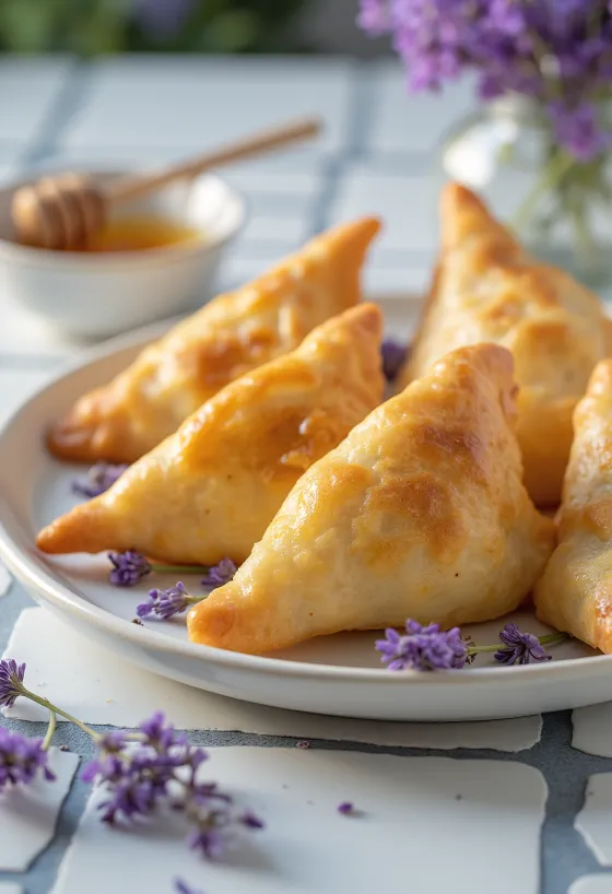 Lavender and honey samosas served