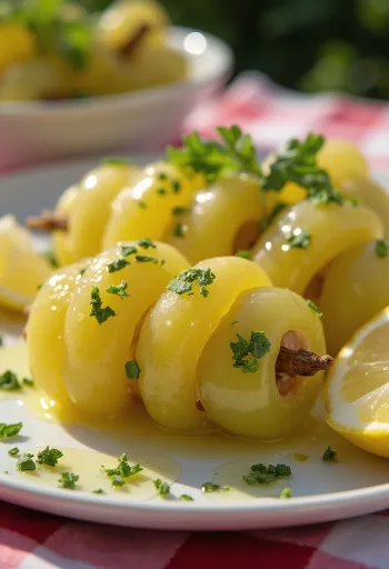 Stuffed vine leaves with lamb, Mediterranean dish served with yoghurt and lemon