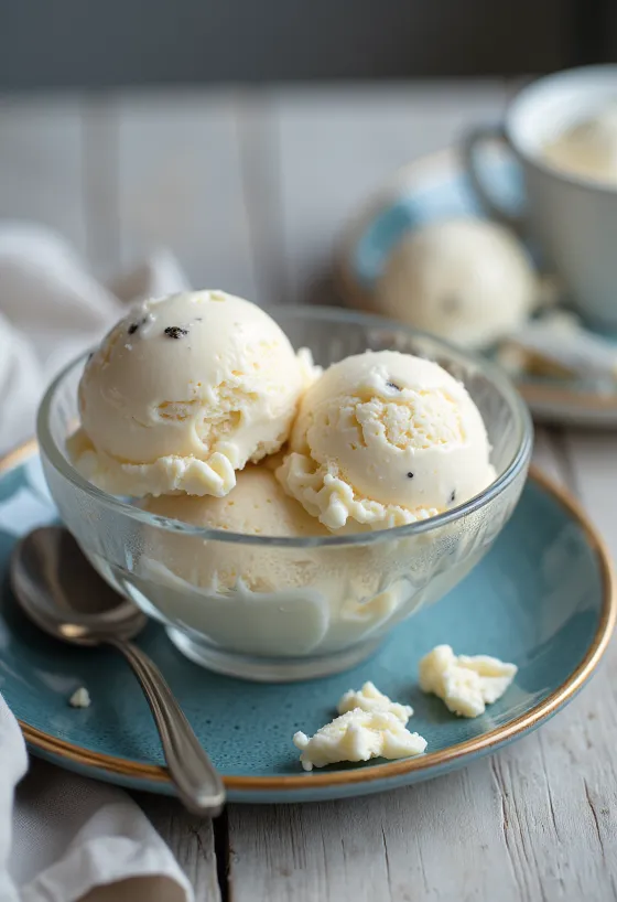 Scoops of vegan vanilla ice cream