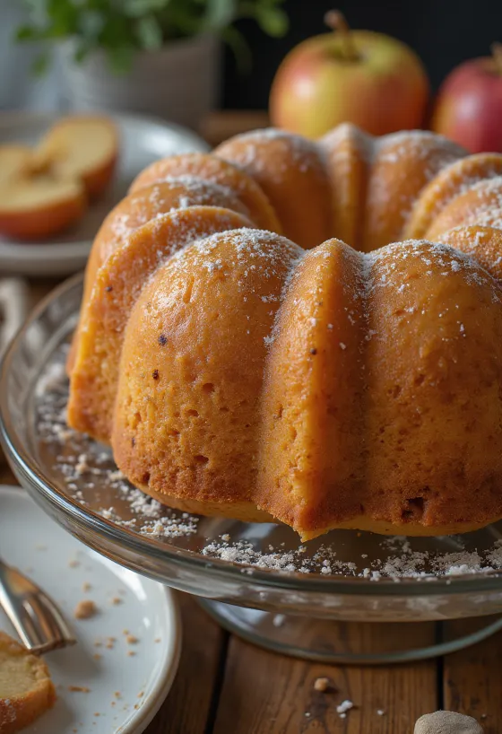Apple cinnamon Bundt cake served