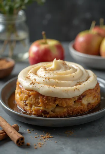 Cinnamon apple mousse cake decorated with apple slices