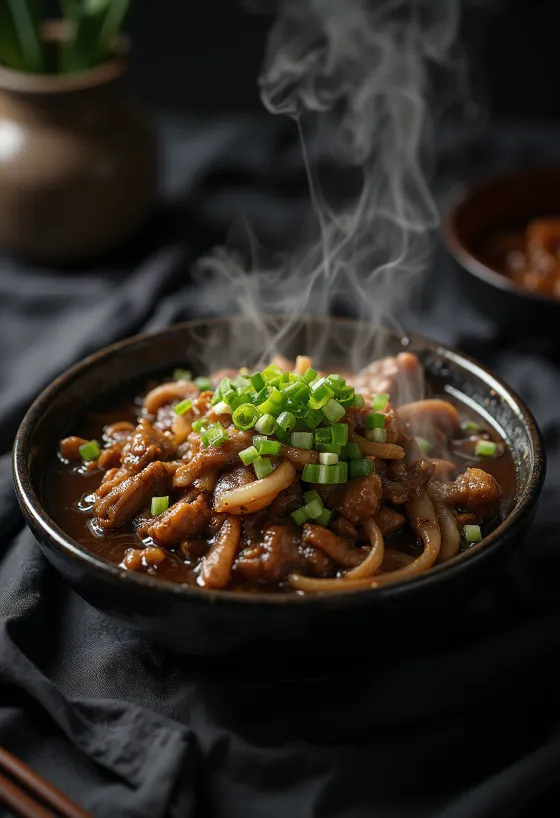 Beef Bulgogi with Soya Sauce Korean style dish served