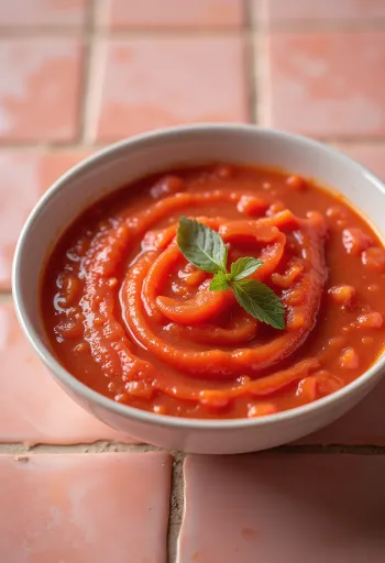 Roasted pepper and tomato sauce served