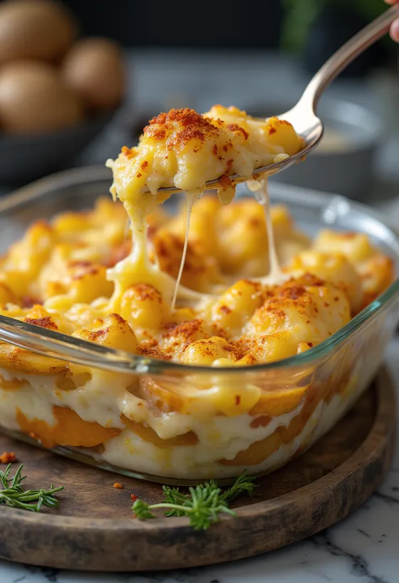 Vegan potato gratin served with fresh parsley