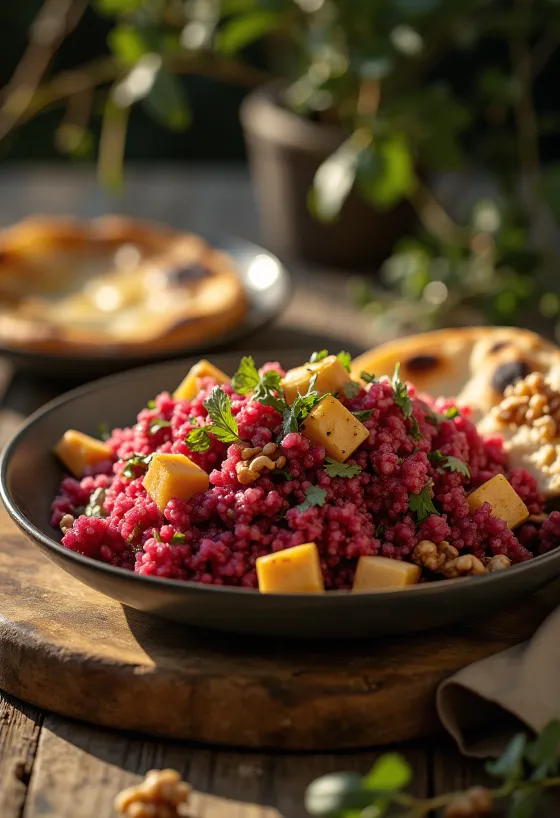 Beetroot and quinoa curry with tofu