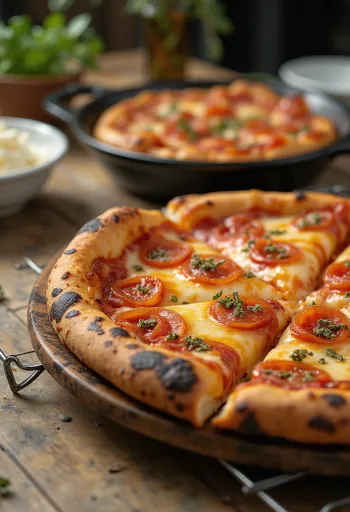 Detroit Style Pizza square shaped, thick and crispy