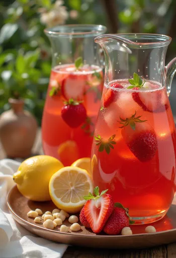 Strawberry lemonade served in a glass
