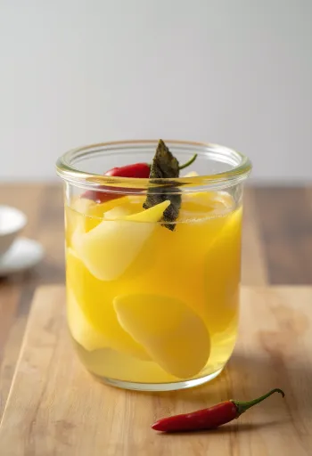 Takuan pickled daikon radish in a jar